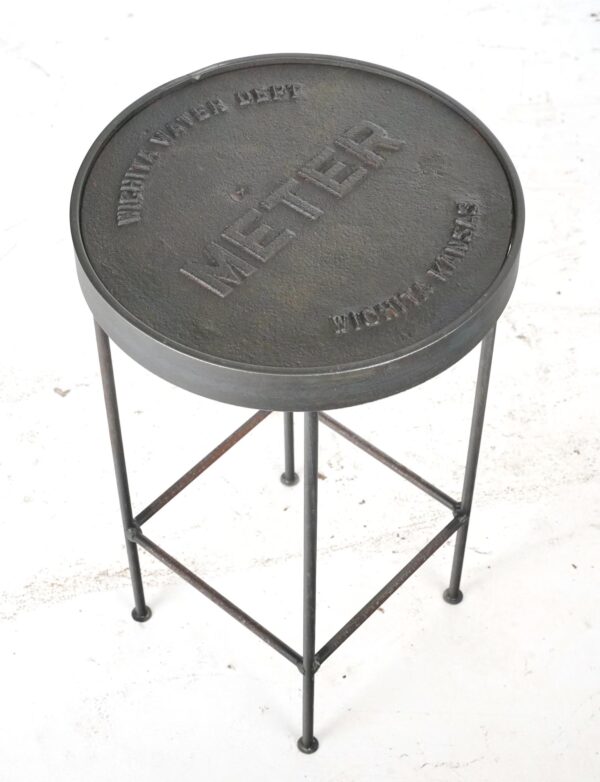 Altered Antiques - Wichita Water Dept. Water Meter Cover Stool Side Table
