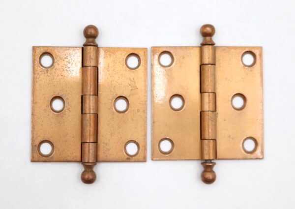 Cabinet & Furniture Hinges - Pair of Vintage 2 x 2 in. Brass Cabinet Door Hinges
