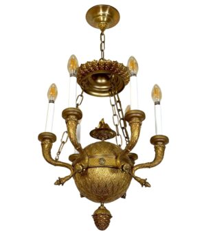 Chandeliers - Restored Antique Empire Bronze Ormolu Six Light Chandelier
