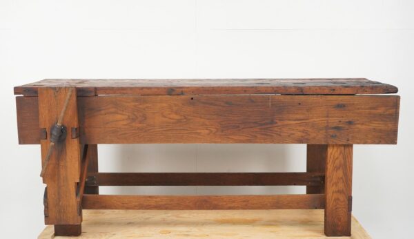 Commercial Furniture - Vintage Hardwood Carpenter's Workbench with Vice