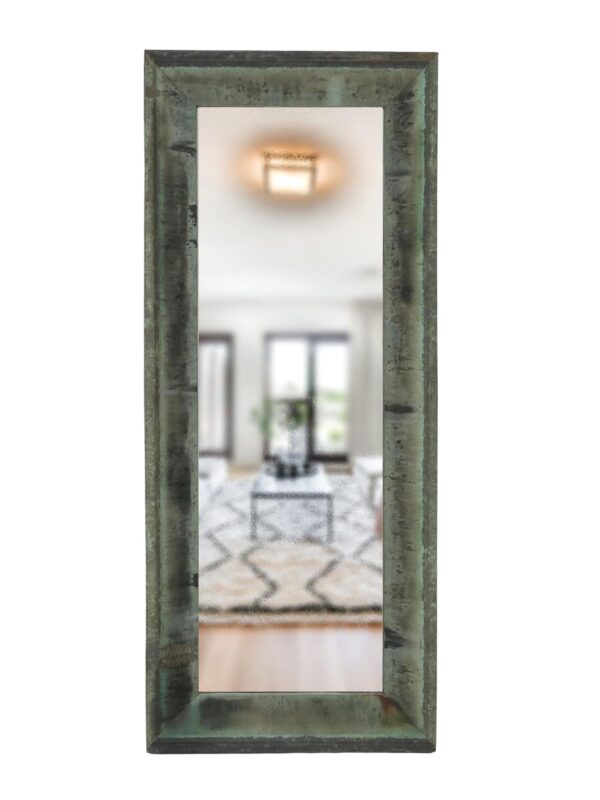 Copper Mirrors & Panels - Handcrafted Verdigris Copper Gutter Wall Mirror 29 x 71 in.