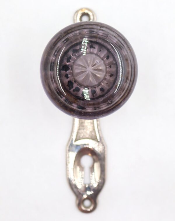 Door Knob Sets - Antique Round Art Deco Purple Glass Dummy Door Knob Set