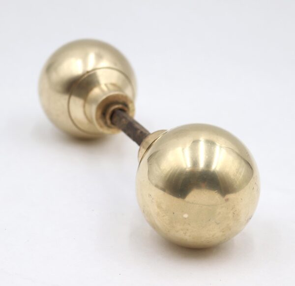 Door Knobs - Pair of Modern Polished Cast Brass Ball Shaped Door Knobs
