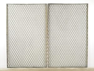 Fencing, Railings & Posts - Pair of Reclaimed Industrial Steel Mesh Security Panels 41.875 x 67 in.