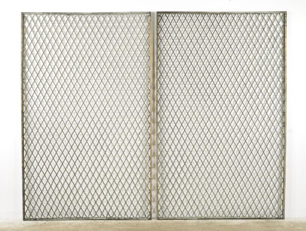 Fencing, Railings & Posts - Pair of Reclaimed Industrial Steel Mesh Security Panels 41.875 x 67 in.