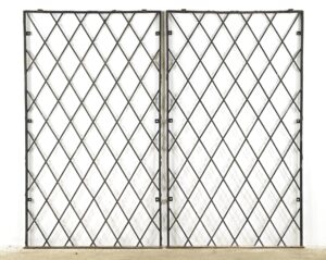 Fencing, Railings & Posts - Pair of Reclaimed Industrial Wrought Iron Security Panels 36.75 x 64.375 in.