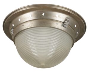 Flush & Semi Flush Mounts - Industrial 20 in. Ribbed Glass Brushed Steel Dome Flush Mount Light