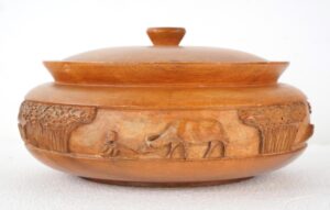 Kitchen - Vintage Asian Hand Carved Wooden Serving Bowl with Lid