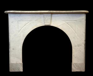Marble Mantels - Antique Victorian Arched Carrara Marble Fireplace Mantel
