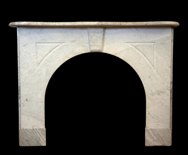 Marble Mantels - Antique Victorian Arched Carrara Marble Fireplace Mantel