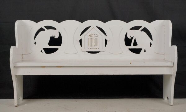 Seating - Reclaimed 4 ft. White Wooden Folk Art Children's Bench