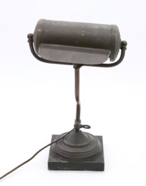 Table Lamps - Vintage Industrial Elongated Brass Banker's Desk Lamp