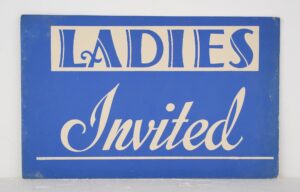Vintage Signs - Vintage Ladies Invited Cardboard Retail Wall Sign