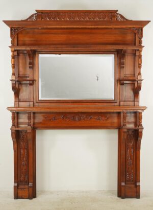 Wood Mantels - 1890s Neoclassical Oversized Oak Fireplace Mantel