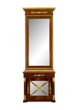 Antique Furniture - Antique French Empire Mahogany Gilt Brass Pier Mirror