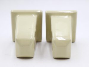 Bathroom - Pair of Vintage Muted Beige Ceramic Towel Bar Brackets