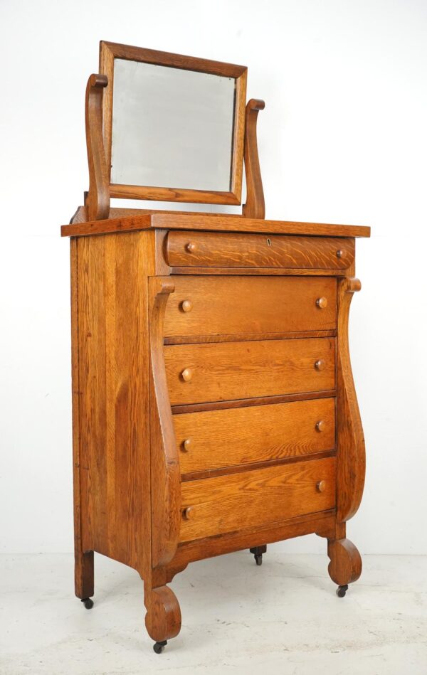 Bedroom - Antique American Empire Oak Bedroom Dresser