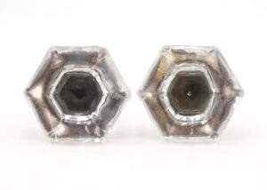 Cabinet & Furniture Knobs - Pair of Vintage 1.5 in. Hexagon Glass Cabinet Knobs