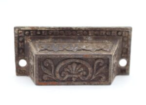 Cabinet & Furniture Pulls - Antique 3.25 in. Cast Iron Victorian Bin Pull