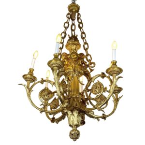 Chandeliers - Antique French Louis XVI Ormolu Bronze Cupid Chandelier