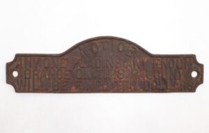 Decorative Metal - Antique Cast Iron Balcony Notice Plate