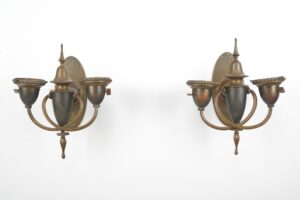Sconces & Wall Lighting - Pair of Antique Art Deco Bradley & Hubbard Bronze Wall Sconces
