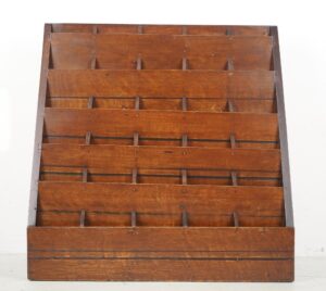 Shelves & Racks - Antique Sloped Oak Letter Retail Display Rack