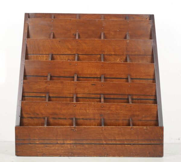 Shelves & Racks - Antique Sloped Oak Letter Retail Display Rack