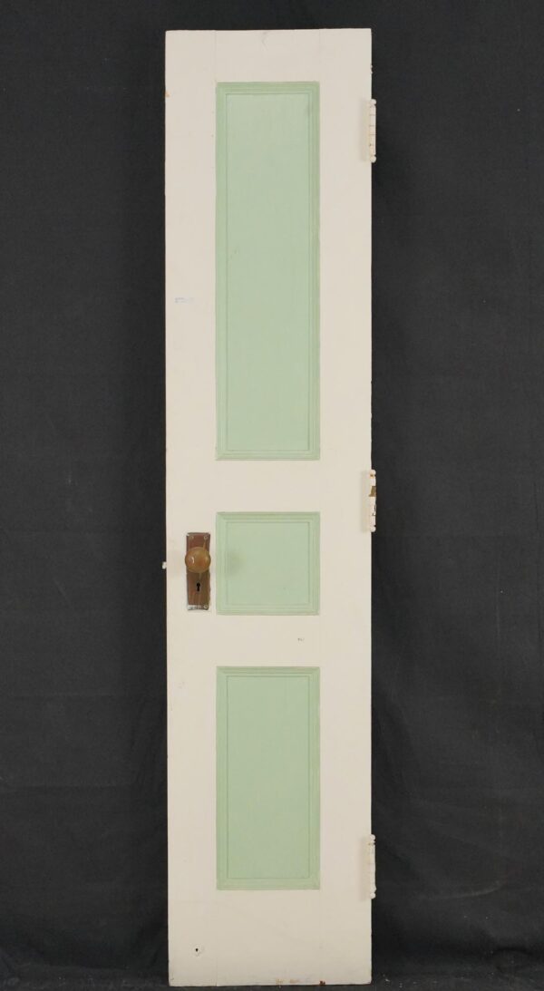 Standard Doors - Vintage Three Panel Painted Wood Narrow Door 17.875 x 83.5 in.