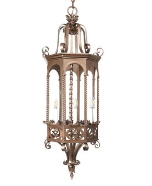 Wall & Ceiling Lanterns - 1920s Grand Byzantine Brass Entryway Lantern Pendant Light