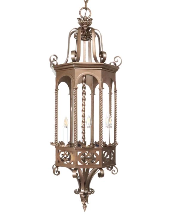 Wall & Ceiling Lanterns - 1920s Grand Byzantine Brass Entryway Lantern Pendant Light