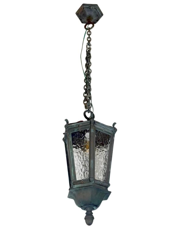 Wall & Ceiling Lanterns - Antique Traditional Bronze Wavy Glass Pendant Light