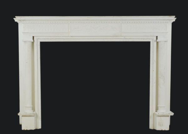 Wood Mantels - Antique Federal White Wooden Fireplace Mantel