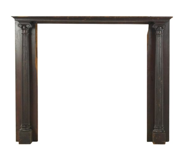 Wood Mantels - Late 19th Century Dark Wood Fireplace Mantel