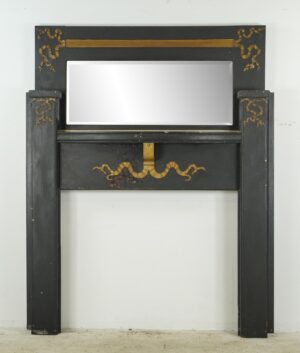 Wood Mantels - Victorian Black Wood Full Size Mantel with Mirror