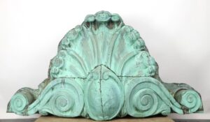 Altered Antiques - Reclaimed Beaux Arts Verdigris Copper Clamshell Cartouche
