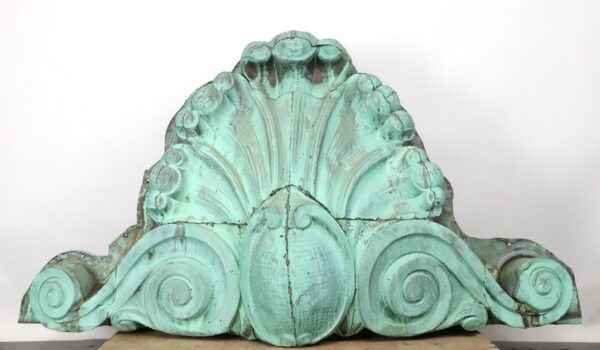 Altered Antiques - Reclaimed Beaux Arts Verdigris Copper Clamshell Cartouche