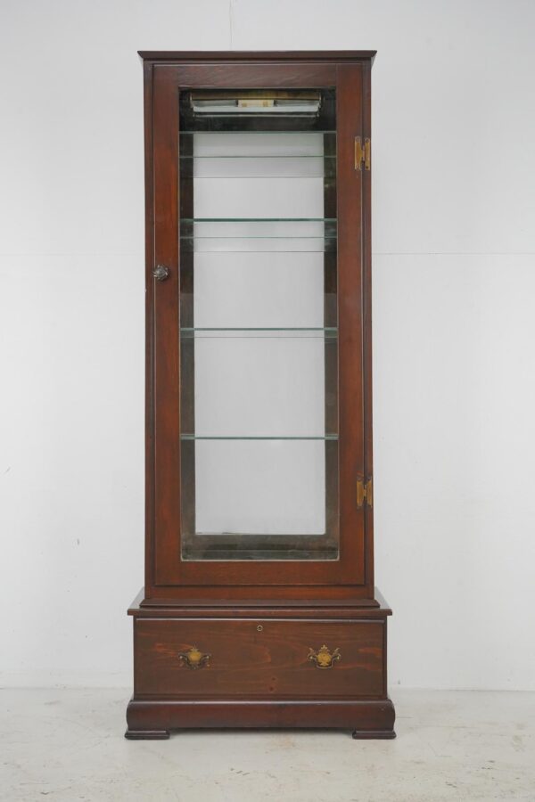 Armoires & Vitrines - Vintage Mirrored Back Wood Curio Vitrine Cabinet