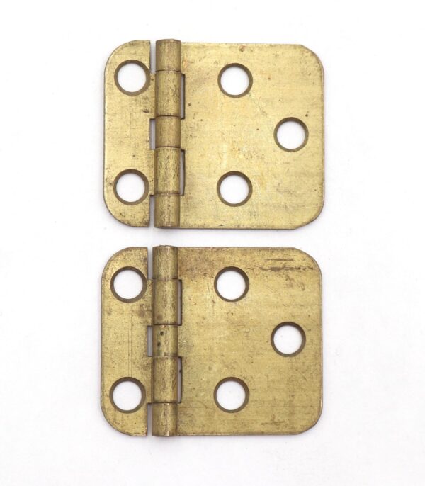Cabinet & Furniture Hinges - Pair of Vintage 1.75 x 1.5 in. Brass Face Mount Cabinet Hinges
