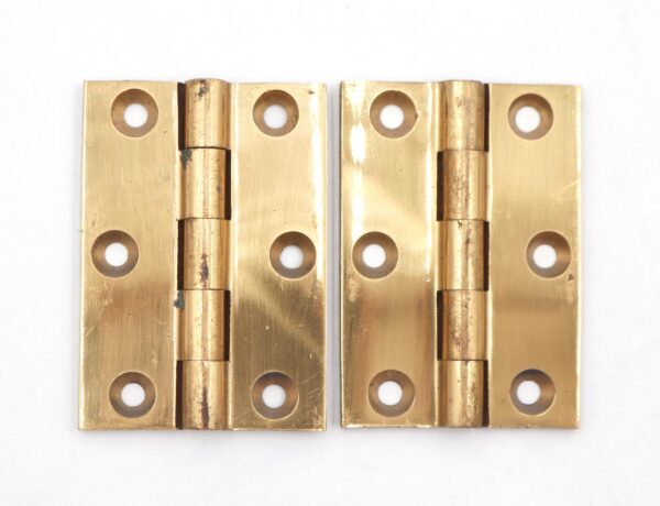 Cabinet & Furniture Hinges - Pair of Vintage 1.75 x 2.5 in. Polished Brass Cabinet Door Hinges