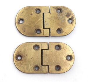 Cabinet & Furniture Hinges - Pair of Vintage Oblong Brass Ice Box Hinges