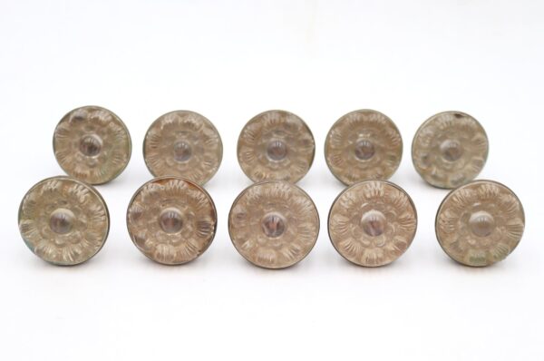 Cabinet & Furniture Knobs - Set of Antique Sandwich Glass Brass Drawer Cabinet Knobs