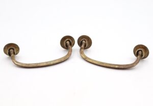 Cabinet & Furniture Pulls - Pair of Vintage 3.75 in. Bridge Brass Drawer Pulls