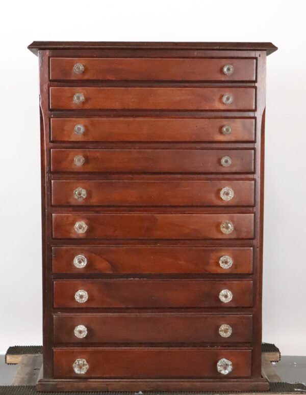 Cabinets - Antique Walnut Ten Drawer Optometrist's Cabinet