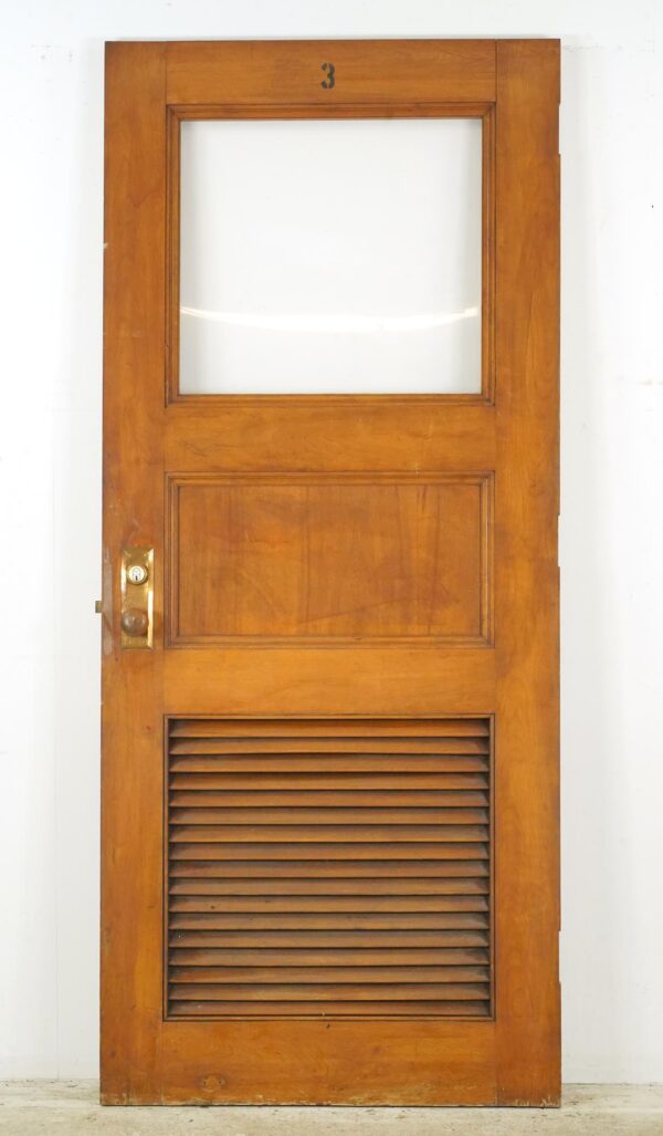 Commercial Doors - Reclaimed One Lite Vented Louver Wood Commercial Door 36 x 83.625 in.