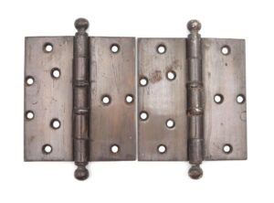 Door Hinges - Pair of Vintage 5.25 x 6 in. Brushed Steel Door Hinges