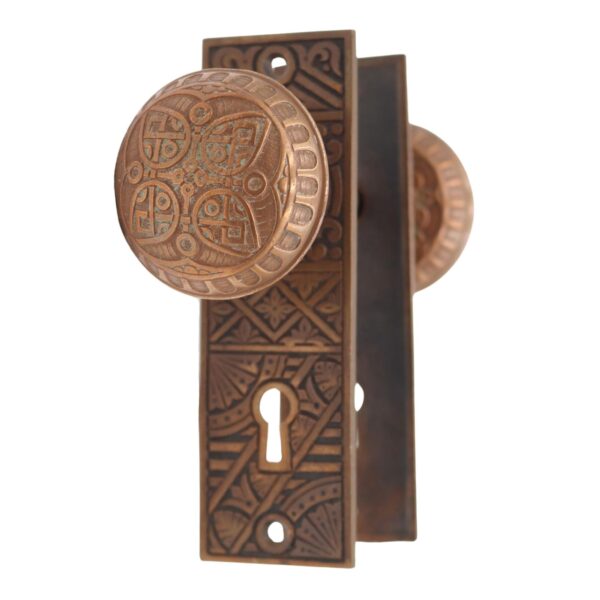 Door Knob Sets - 1880s Norwalk Bronze Door Knob & Plate Set