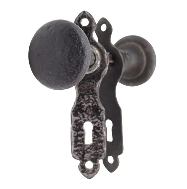 Door Knob Sets - Antique Arts & Crafts Hammered Cast Iron Passage Door Knob Set