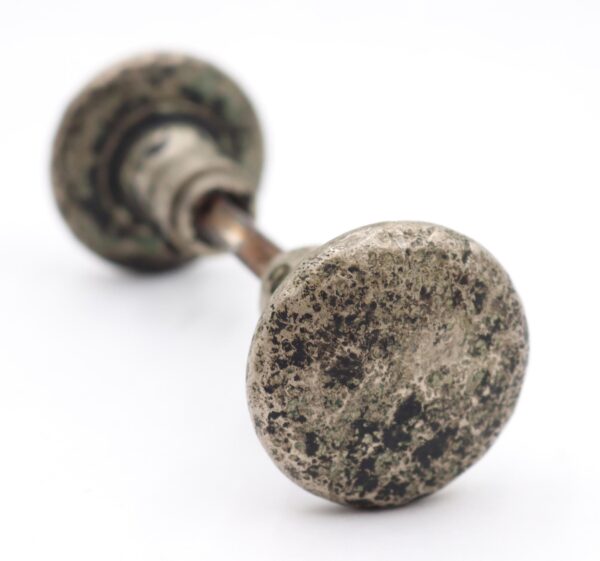 Door Knobs - Pair of Antique Arts & Crafts Hammered Bronze Passage Door Knobs
