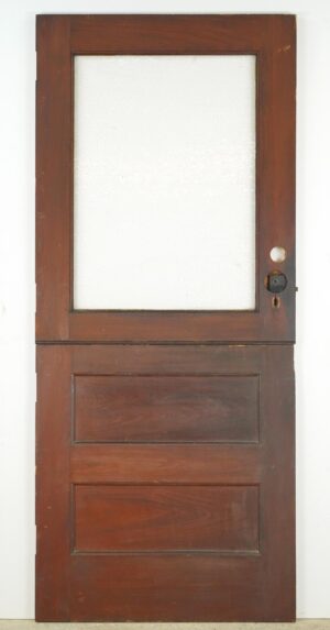 Entry Doors - Reclaimed Half Glass Wood Entry Dutch Door 35.75 x 83.5 in.